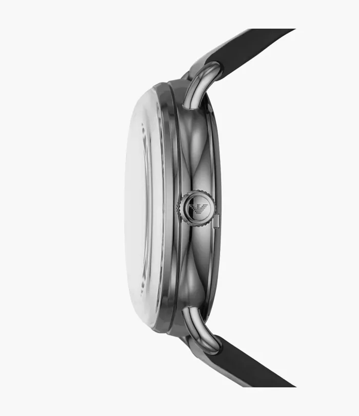 Emporio Armani Meccanico Skeleton Black Dial Black Leather Strap Watch For Men - AR60026 - Image 6